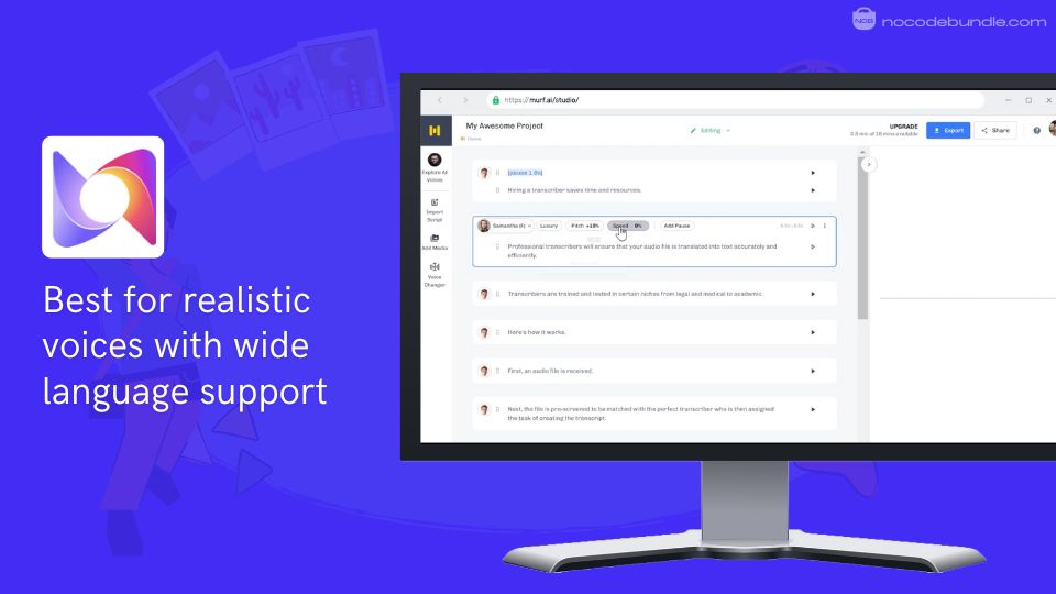 Murf.AI - Best for realistic voices with wide language support