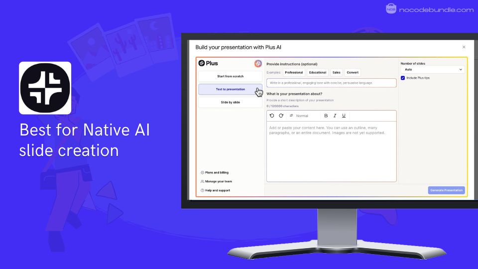 Plus AI - Best for Native AI slide creation