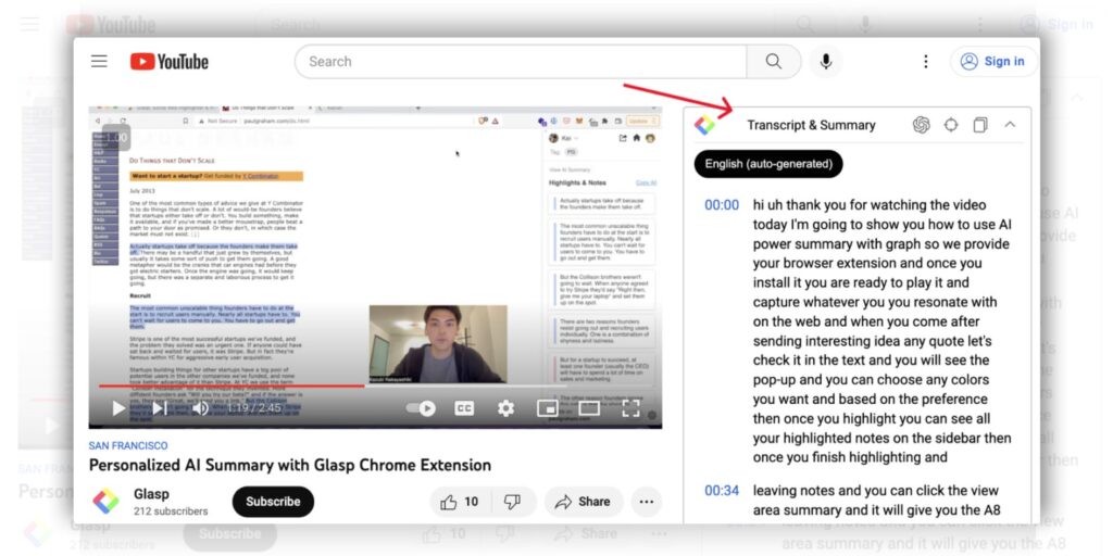 Glasp Youtube Summarizer