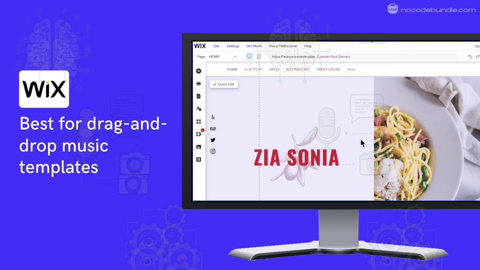 Wix- Best for drag-and-drop music templates