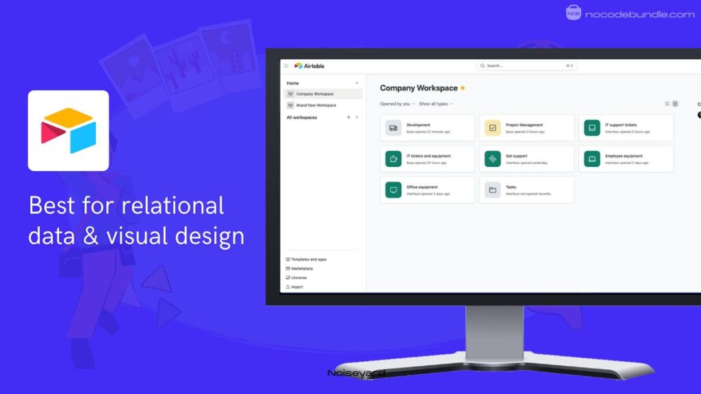 Airtable - Best For relational databases & visual design