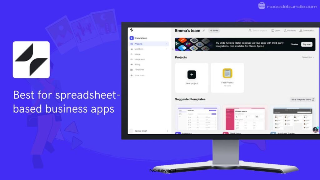 Glide - Best for Turns spreadsheets into professional business apps