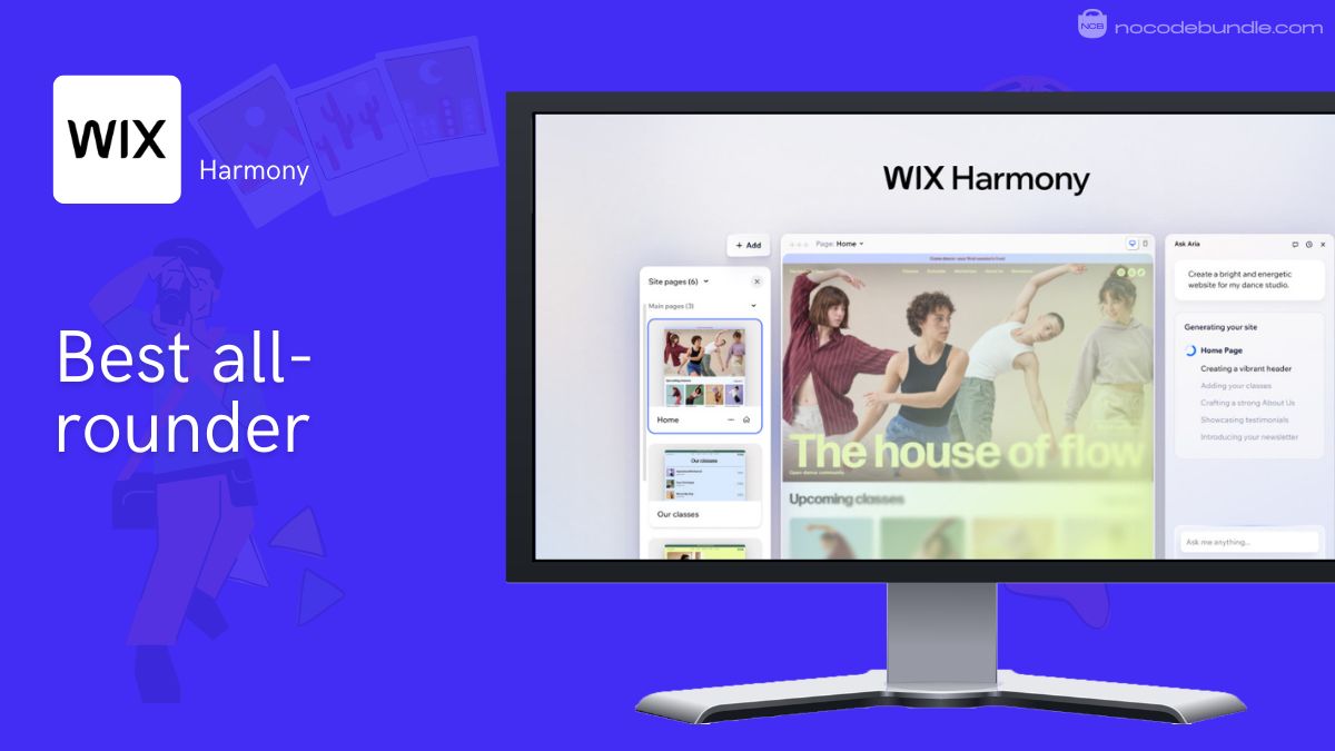 Wix Harmony AI builder generating a travel agency website from a prompt