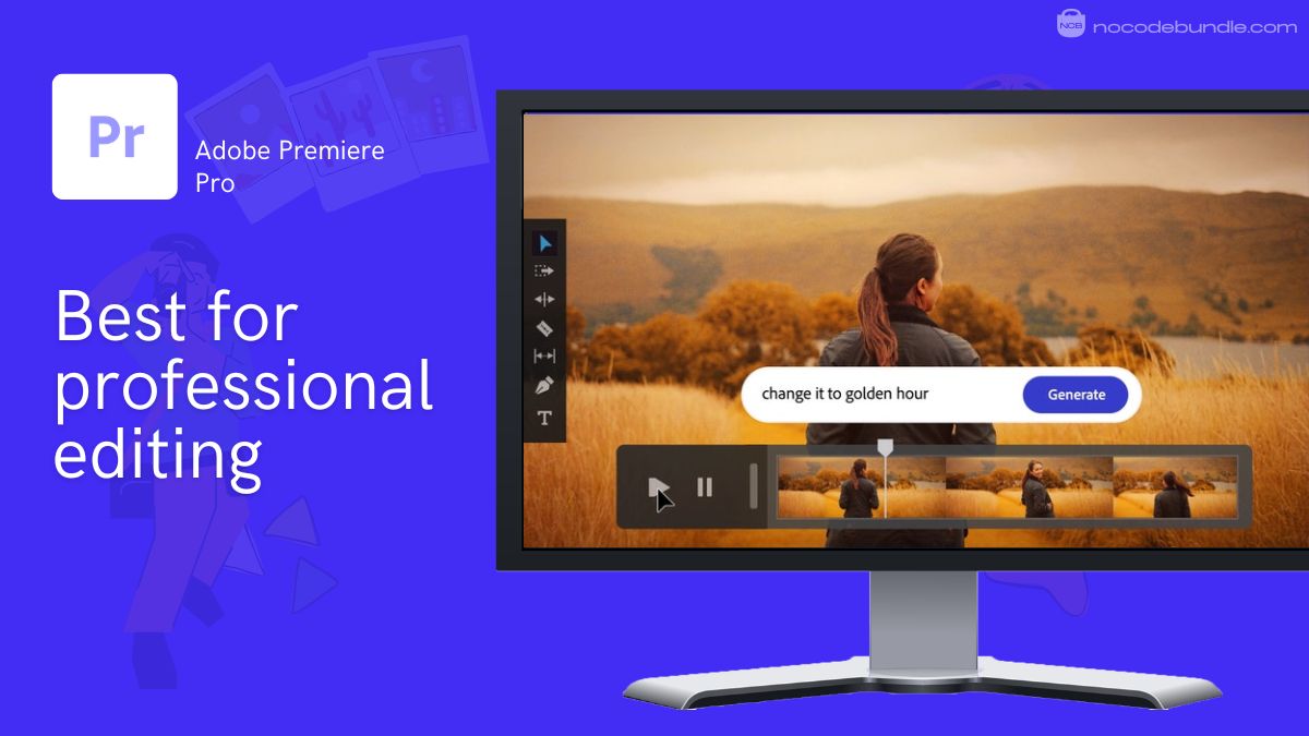 Adobe Premiere Pro timeline with the Enhance Speech and Text-Based Editing AI panels open