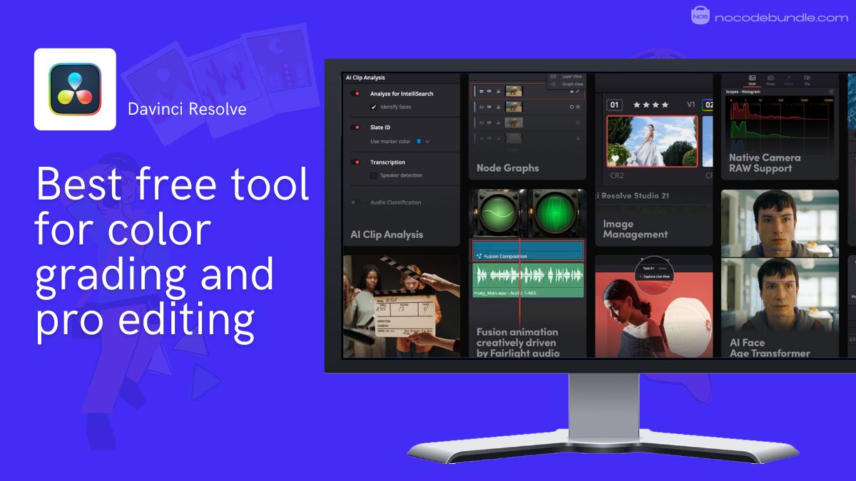 DaVinci Resolve color page using Magic Mask to isolate a subject during an AI-assisted grade