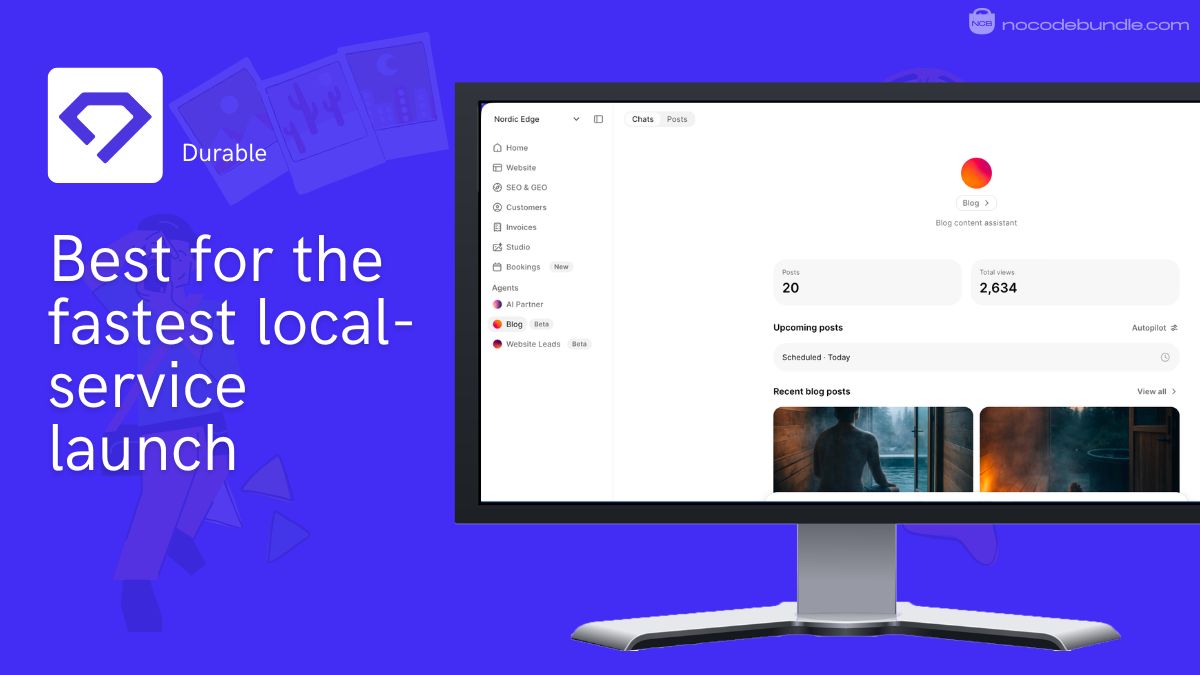 Durable AI generating a local service business website in about 30 seconds