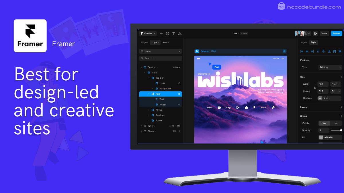 Framer AI generating a design-led small business landing page