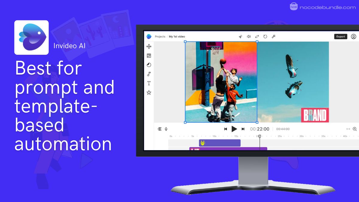 InVideo AI building a video from a text prompt with script, stock footage, and voiceover