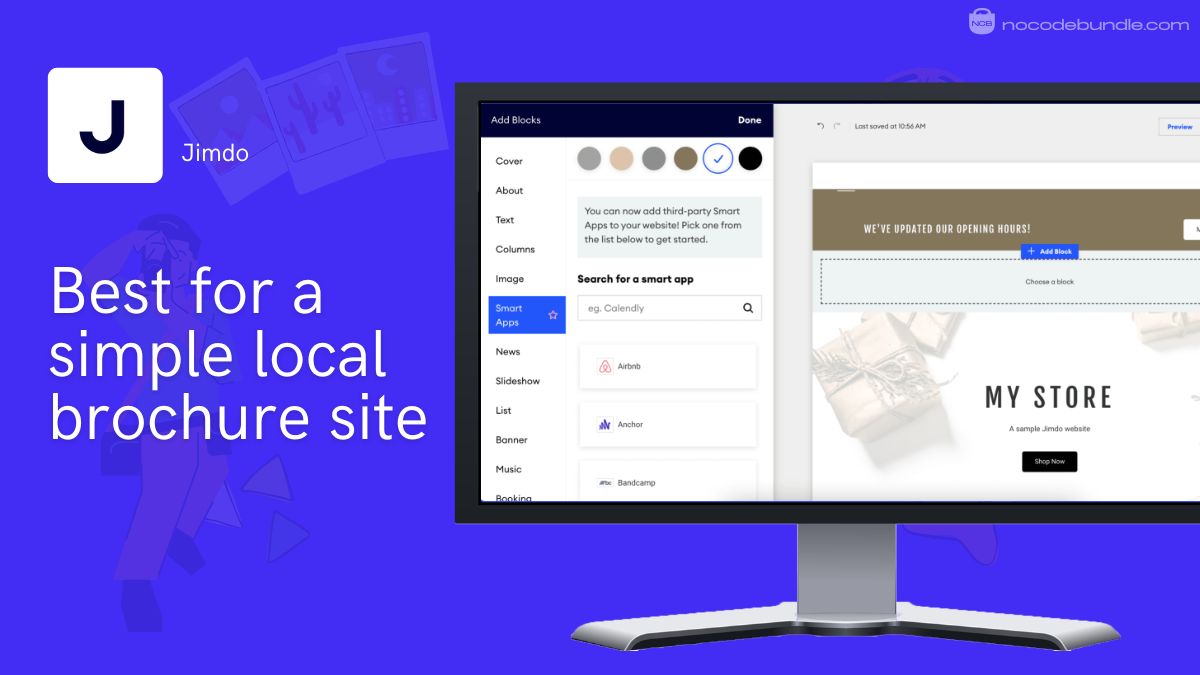 Jimdo guided AI building a simple mobile-ready local business website