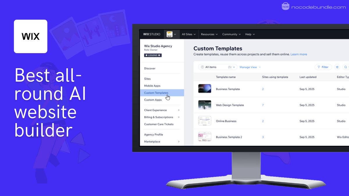 Wix AI website builder generating a small business homepage from a prompt